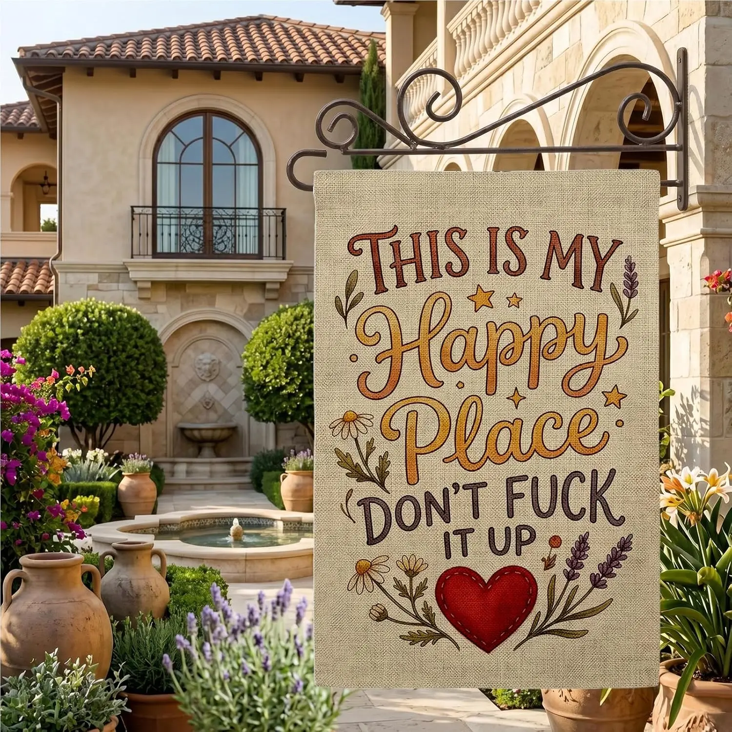 Funny Garden Flag 12x18 Inch Double Sided Thick Burlap Outdoor Flag, Hilarious Quote Yard Decoration for Outside Clearance,  kkz