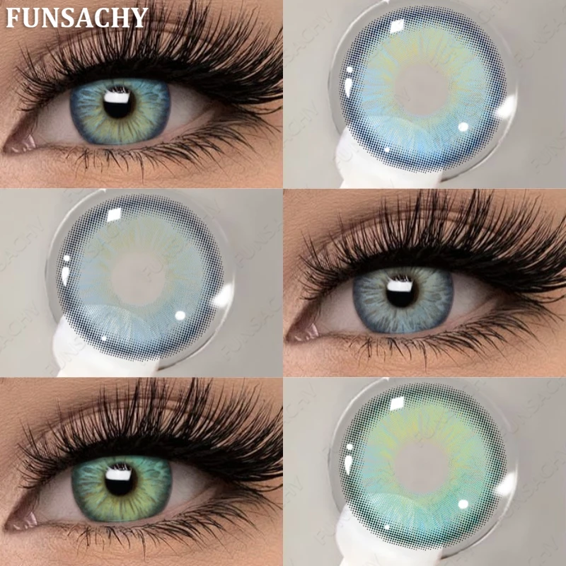 FUNSACHY 2 Stück Colorcon Kontaktlinsen Grau Schüler für Augen Mode Farbkontaktlinsen Augen Make-up Schönheit Kosmetik Blaue Linsen