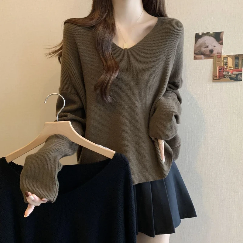 

Women's Fashion Style Age Reducing Lazy Loose Knit Sweater Women's Design Slimming Effect Inner Top