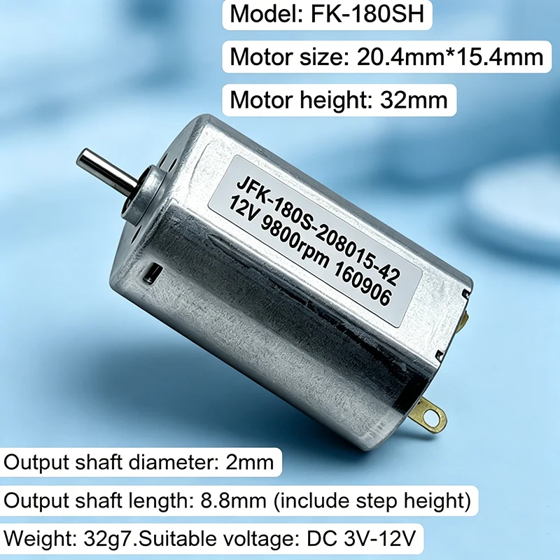 FK-180SH Mini 180 Electric Motor DC 3V-12V 9800RPM Micro 20mm Carbon Brush Strong Magnetic for DIY Hobby Toy Model