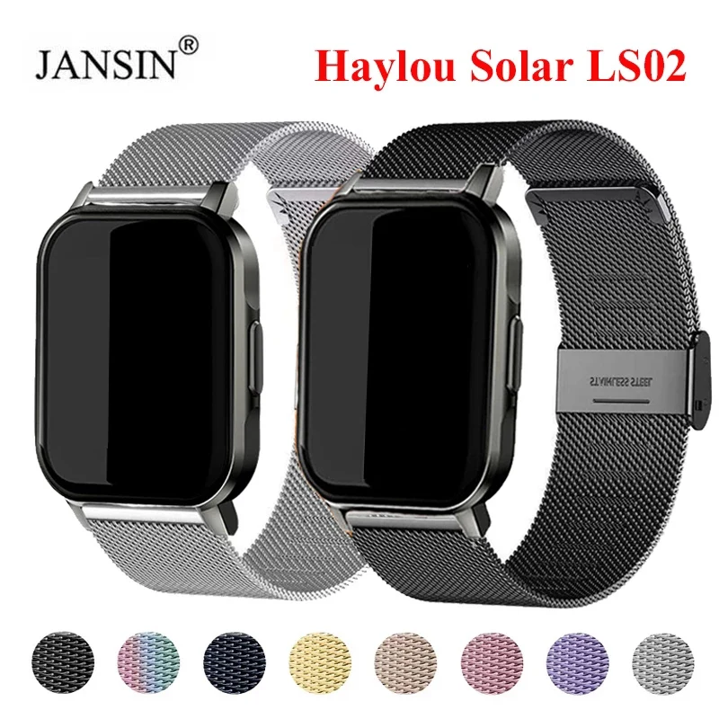 Watchband Strap For Haylou LS02 Smartwatch Stainless Steel Metal Bracelet For Haylou Solar LS02 Bands Correa Milanese Wristband