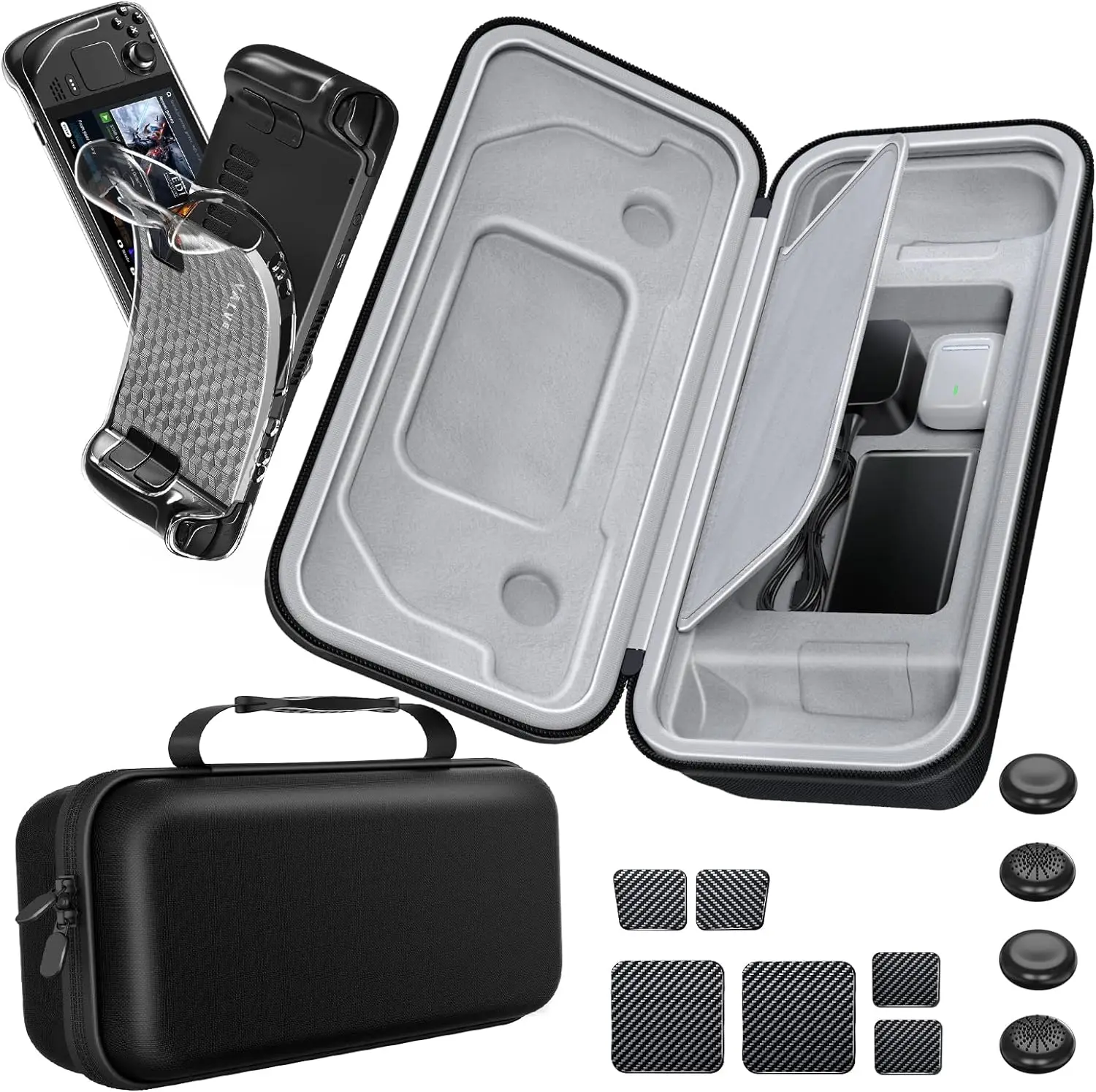 Carrying Case for Steam Deck 12 in 1 Steam Deck Accessories Kit with Portable Travel Protective Hard Shell Carry Case