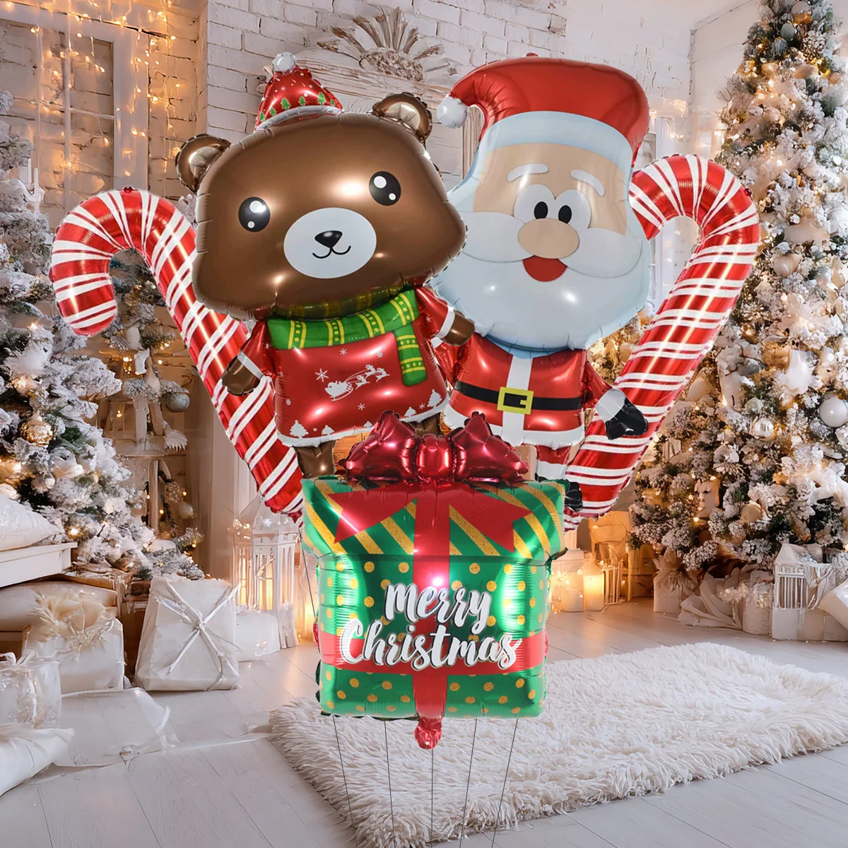 5 stücke Weihnachten Thema Geschenk box Bär Santa Claus Form Folie Ballons Set Weihnachten Zuckerrohr Ballon Weihnachten Dekorationen Für hause
