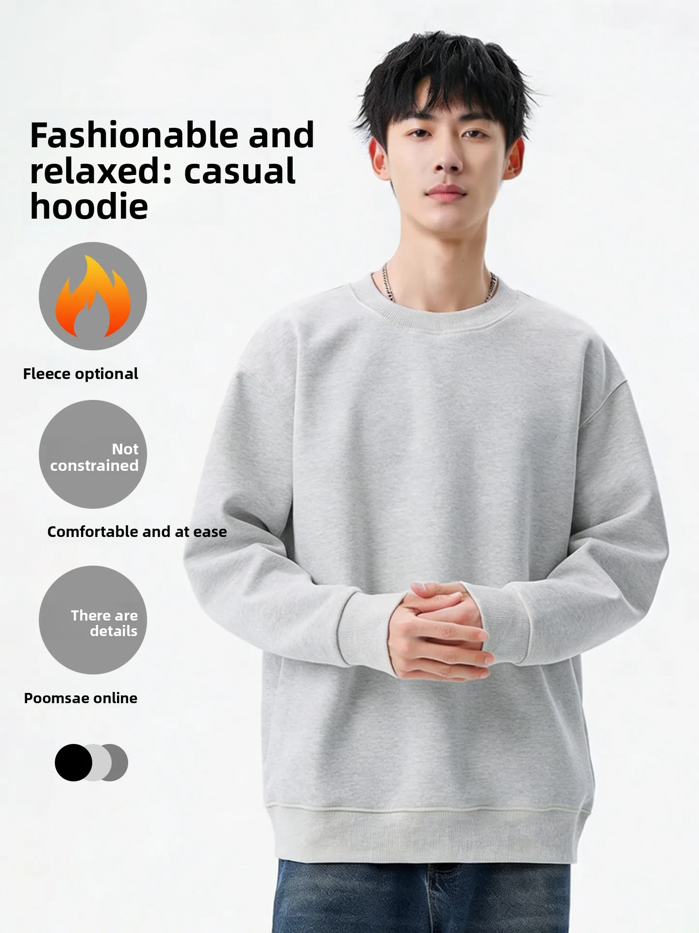 

Thiened Silver Velvet Hoodie ex Winter Warm Base Layer round Ne Sweatirt Casual Long Sve T-irt Cotton Poly...