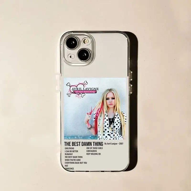 Avril L-Lavigne Album Poster Phone Case For iPhone,11,12,Mini,13,14,15,Pro,XS,Max,X,8,7,6s,Plus,5,SE,XR Transparent Shell