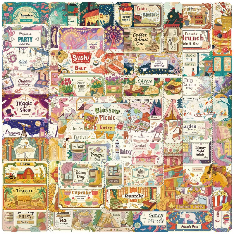 

50 шт., креативные уплотнительные наклейки для билетов мечты-илюстрации, водонепроницаемые наклейки в стиле «сделай сам», для подарочной коробки, подарочная сумка, ручная занавеска