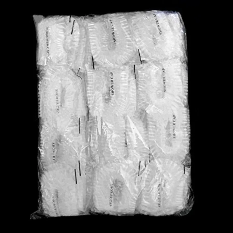 100 Pcs Disposable Plastic Thick Shower Caps Clear Elastic Bath Cap For Women Spa, Home Use, Hotel and Hair Salon, Pack of 100