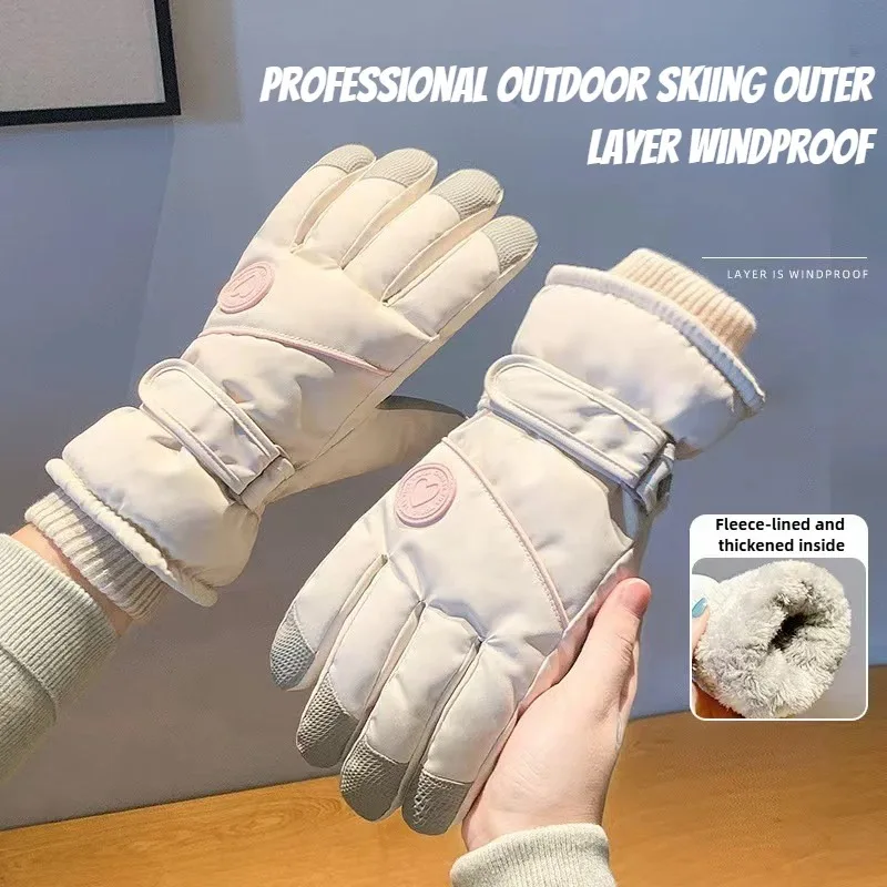 

2025 New Style Winter Ski Gloves Fashionable Wool Lined Thick Warm Cold-Resistant Touchscreen Compatible for E-Bike Cycling