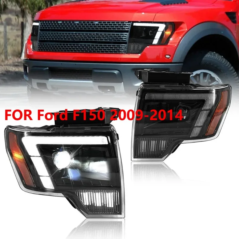 

For Ford F150 2009-2014, 1Pair LED Projector Headlights with Sequential DRL