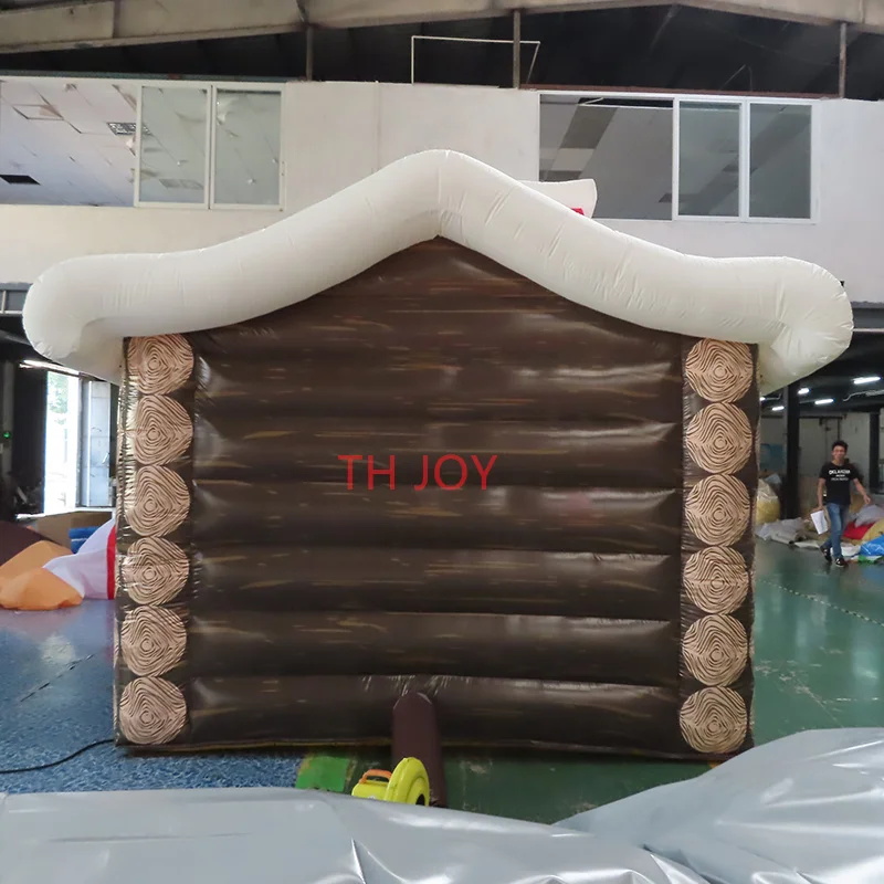 fast air ship,new design Inflatable Christmas House Santa Grotto Tent, 3x3m big Inflatable Wooden House For Christmas Decoration