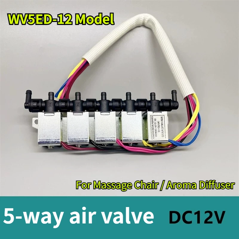 WV5ED-12 DC Solenoid Valve 5-Way Air Valve 12V for Massage Chair & Aroma Diffuser
