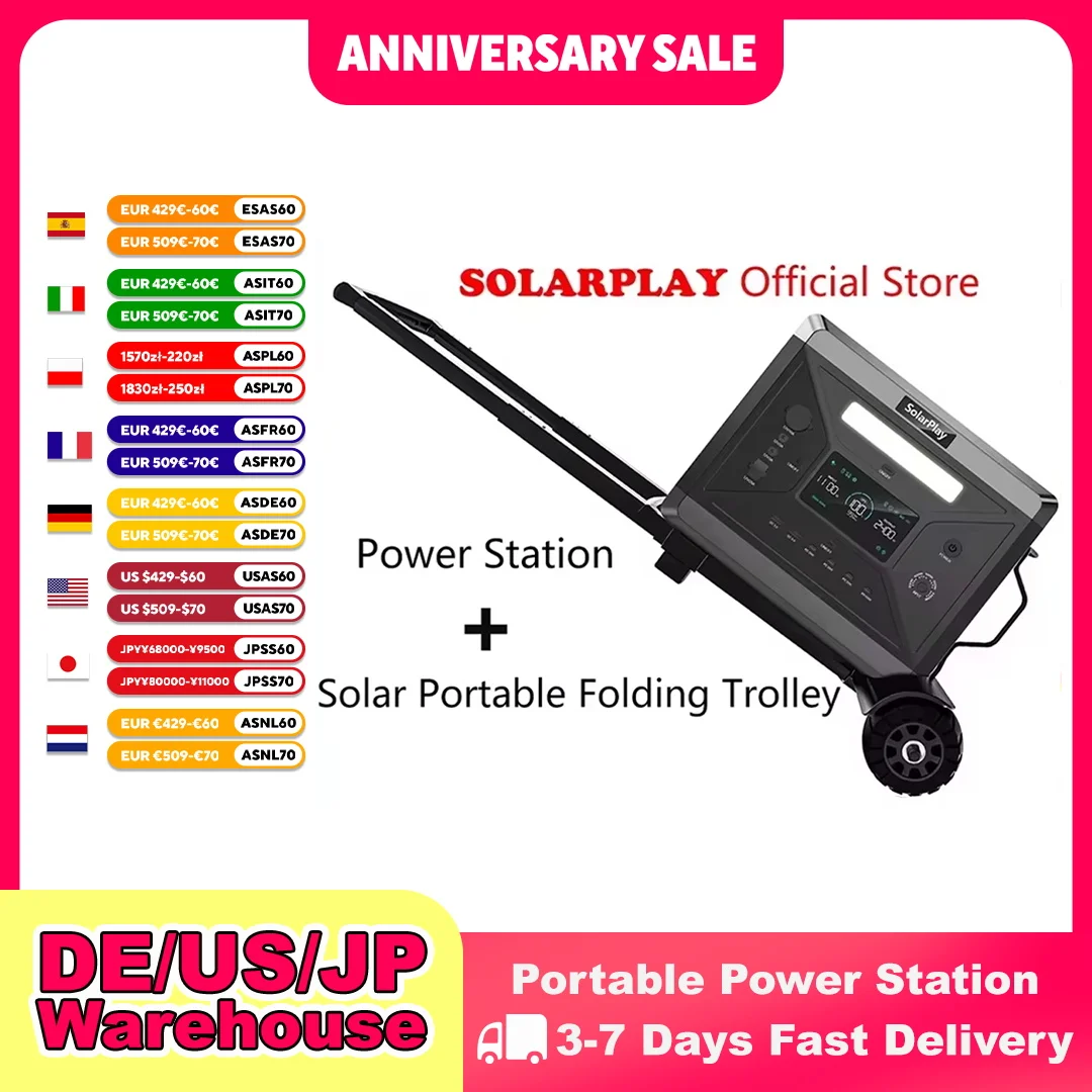 

SOLARPLAY мобильная мощность 220 В 2400 Вт портативная электростанция 2160WH товары для кемпинга вспомогательная батарея Lifepo4 для кемпинга на открытом воздухе