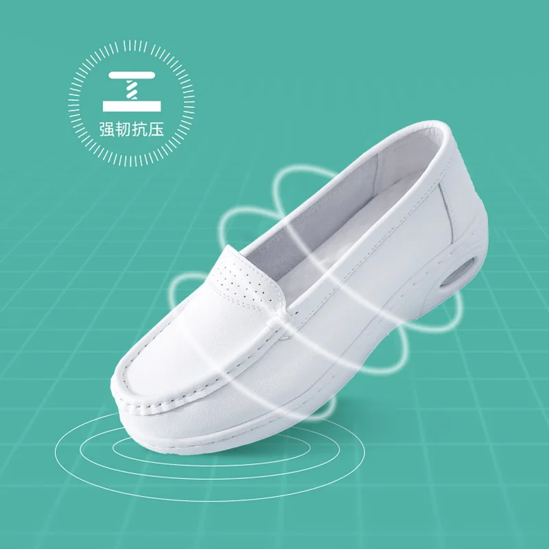 Zapatos planos con cojín de aire para mujeres embarazadas y madres, zapatos de fondo plano de cuero coreano