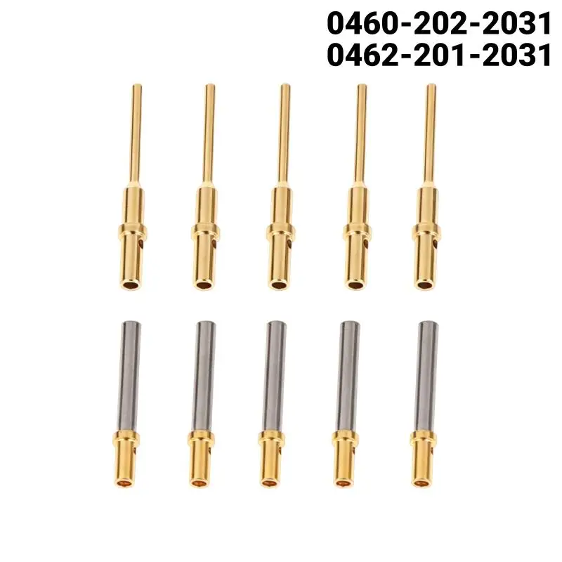High quality5/10Pcs 0460-202-2031 Gold Plated Stainless Steel Male/Female Pin 6-20AWG For Deutsch DT Series Crimp Solid Terminal