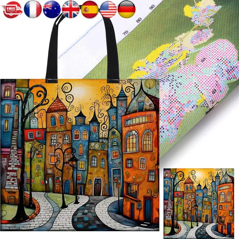 

Набор для вышивания крестиком 11CT: Сумка-тоут с изображением красочных зданий, набор для рукоделия, подарок для друзей