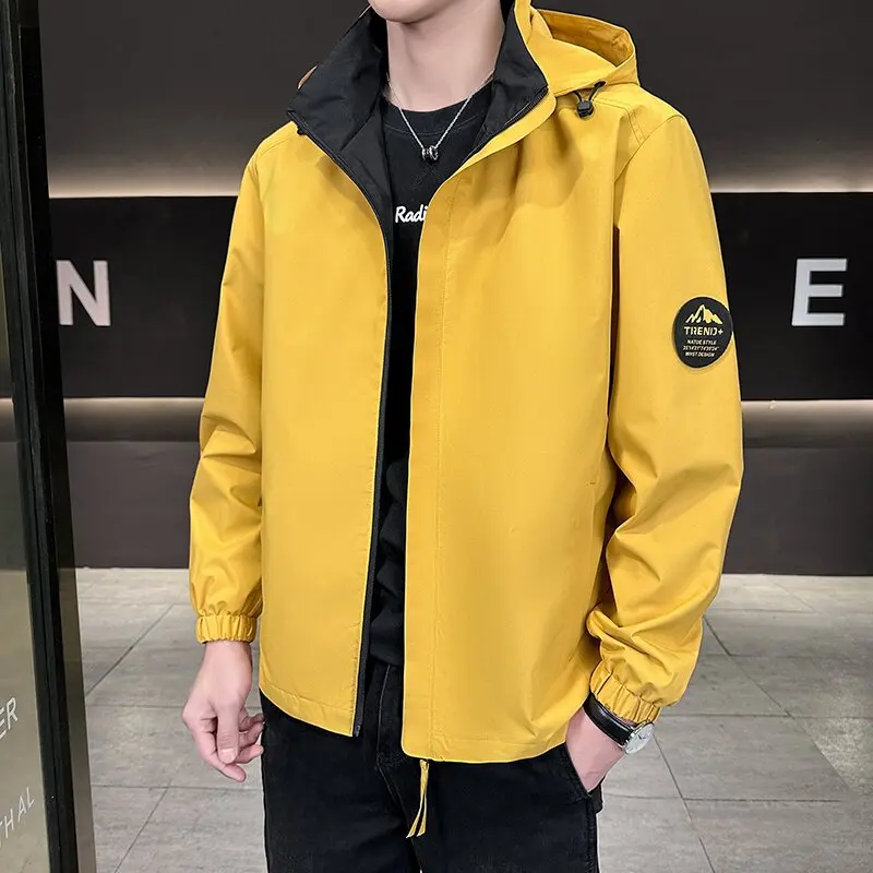 

Мужская ветровка с капюшоном для активного отдыха, осенне-весенняя новинка, модный тренд, ветрозащитная, повседневная, свободного кроя, больших размеров, высокое качество