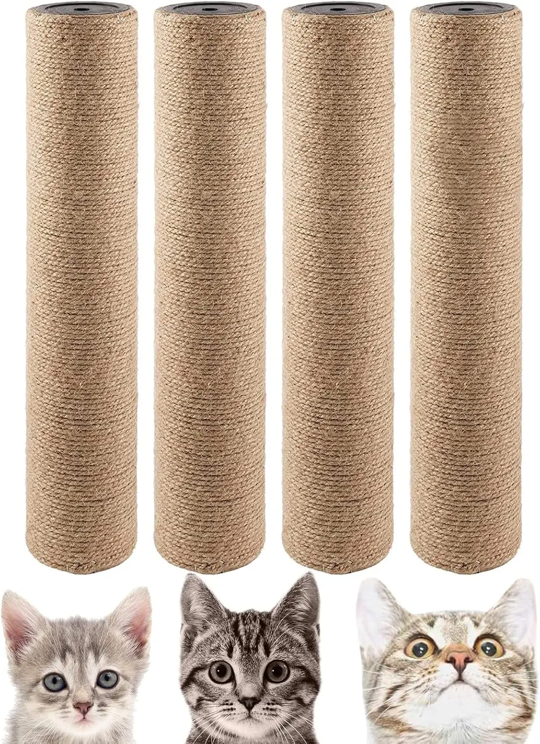 

4 Pcs M8 15”x2.75” Cat Tree Scratching Post Replacement Parts for Indoor Cats Tower Rope Scratch Poles Refill Jute Pol