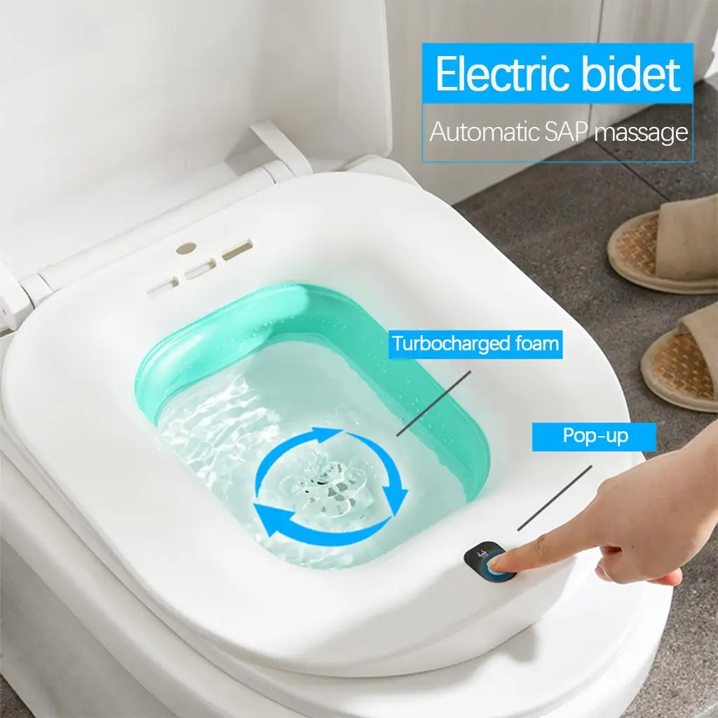 

Household Electric Sitz Bath Foldable Portable Bidet Basin for Toilet Seat Elderly Women SPA Care