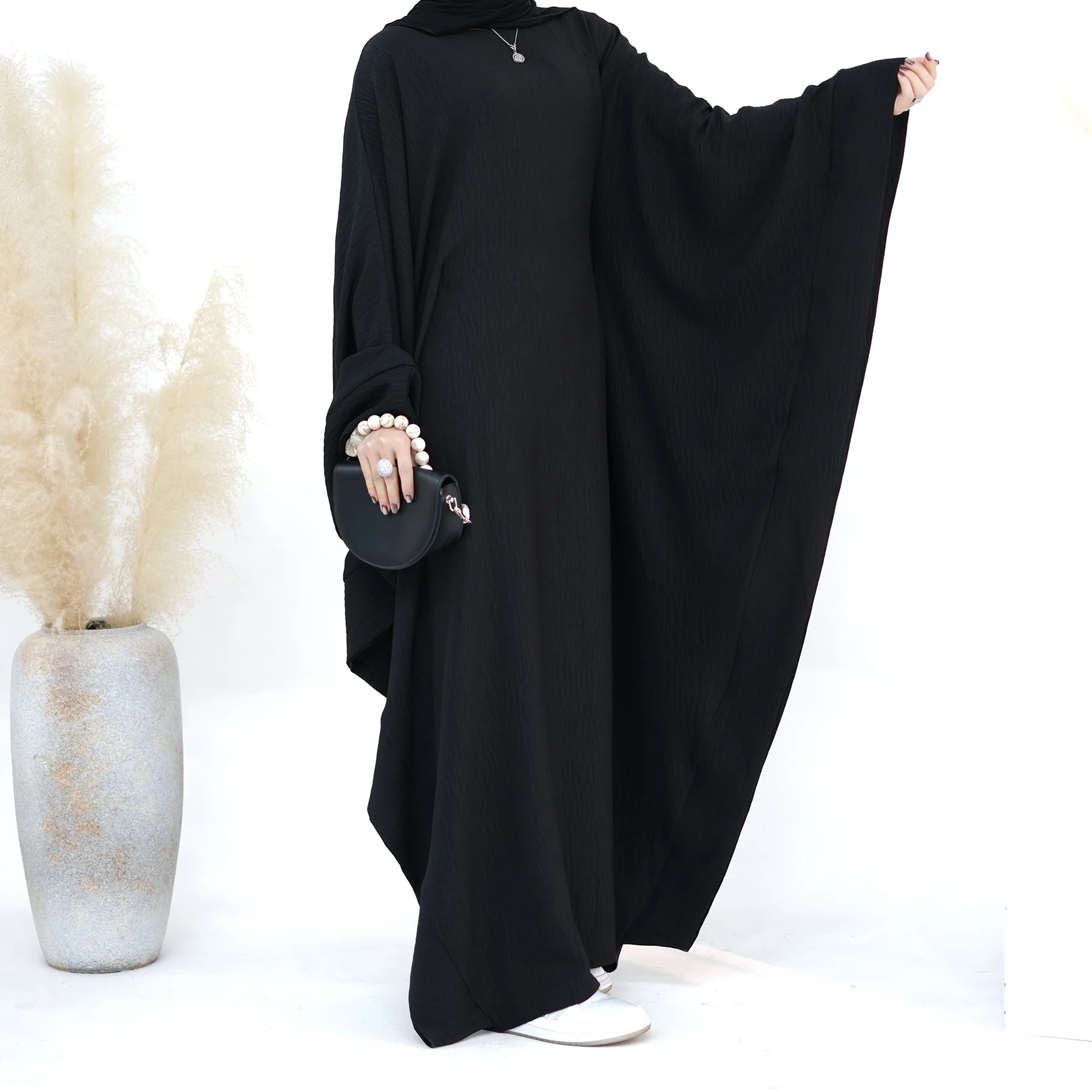 Linen Butterfly Batwing Abaya for Women, Ramadan, Eid Khimar, Dubai, Luxury, Turkey, Islam, Muslim, Kaftan, Modest Dress