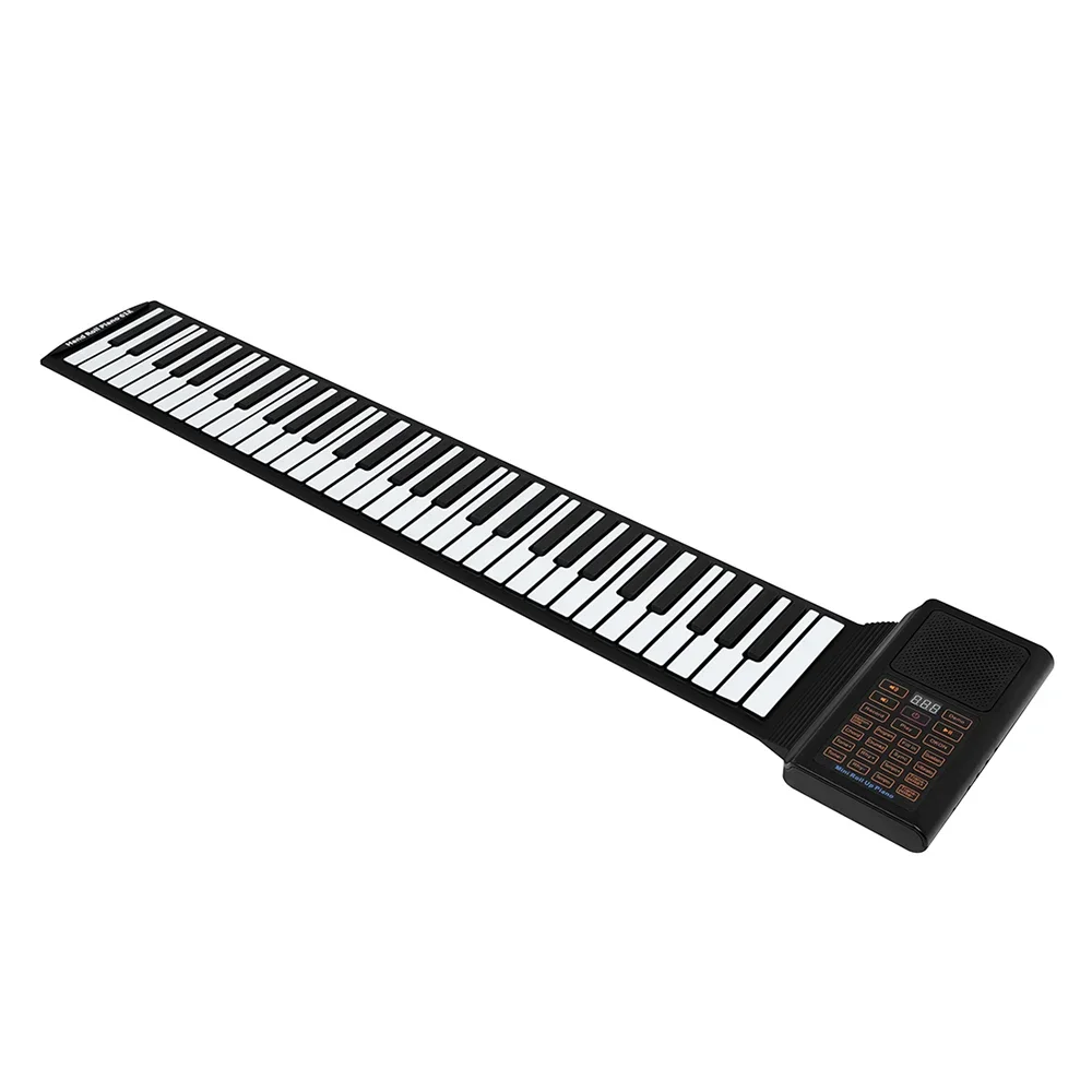 61 Keys Mini Roll Up Piano Silicone Portable Foldable Soft Keyboard Electronic Piano Black White Musical Instrument For Kid Gift