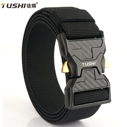 TUSHI Genuine Tactical Belt Quick Release Outdoor Military Belt Soft Real Nylon Sports Accessories Men And Women Elastic Belt