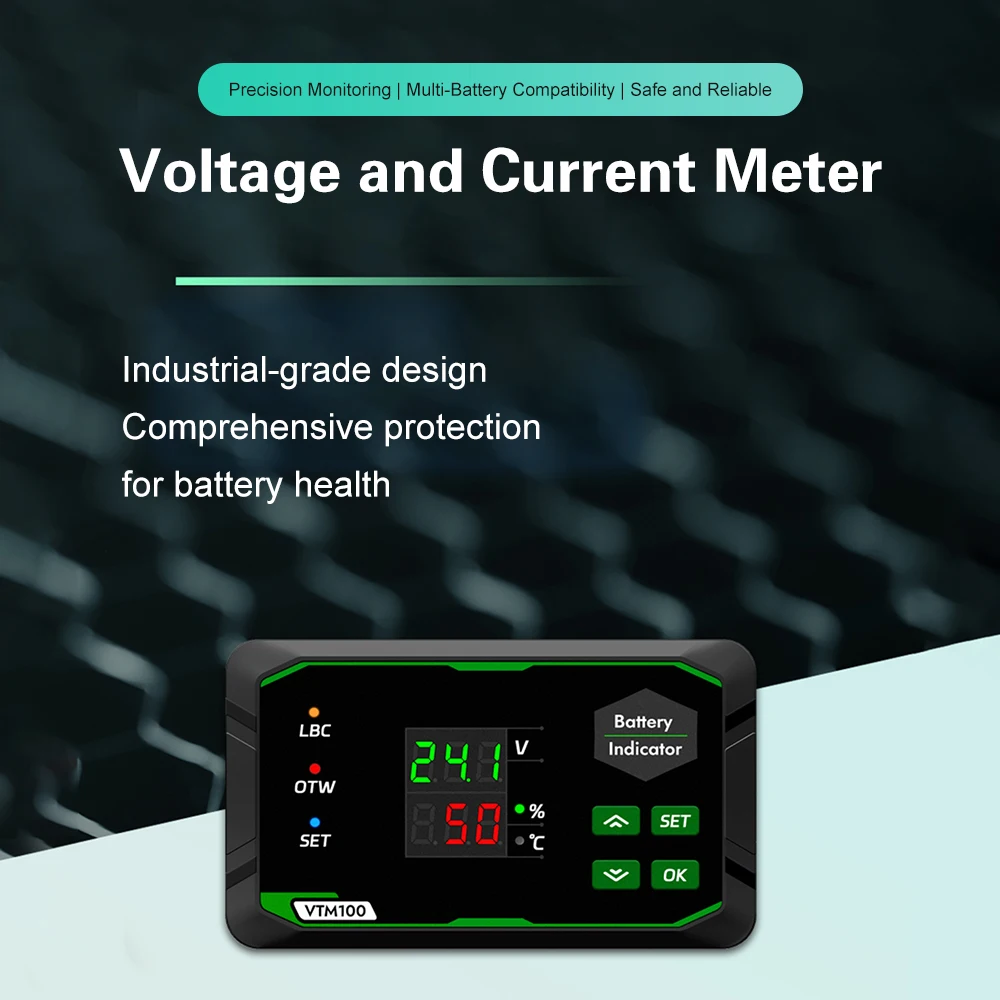 VTM100 Lithium-Batterietester Digitales Spannungs- und Kapazitätsmessgerät für Säure-/Ternäre Lithium-/Eisenphosphat-Batterien DC 7-100V