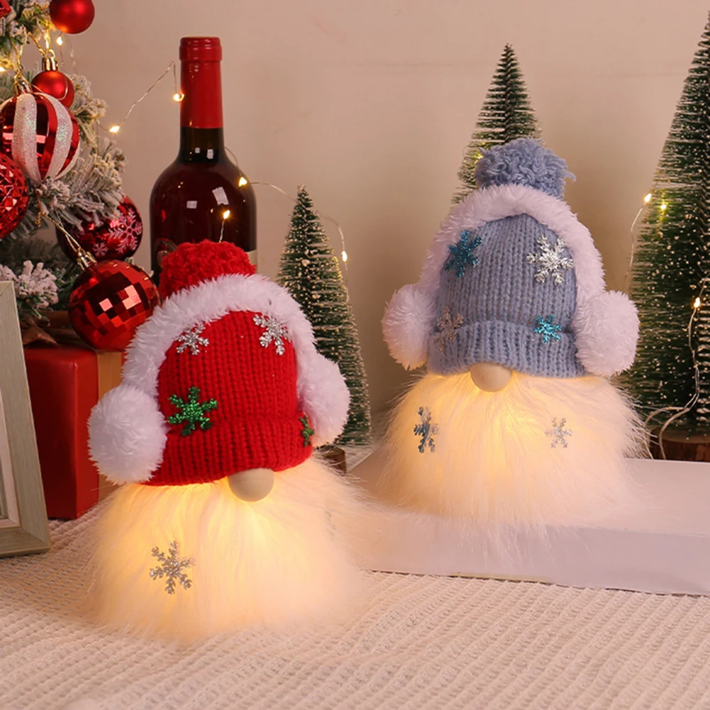 Gnomes de Noël avec lumière LED, chapeau lumineux, casque de poupées, à piles, vente en gros, 2 pièces, 8 en effet