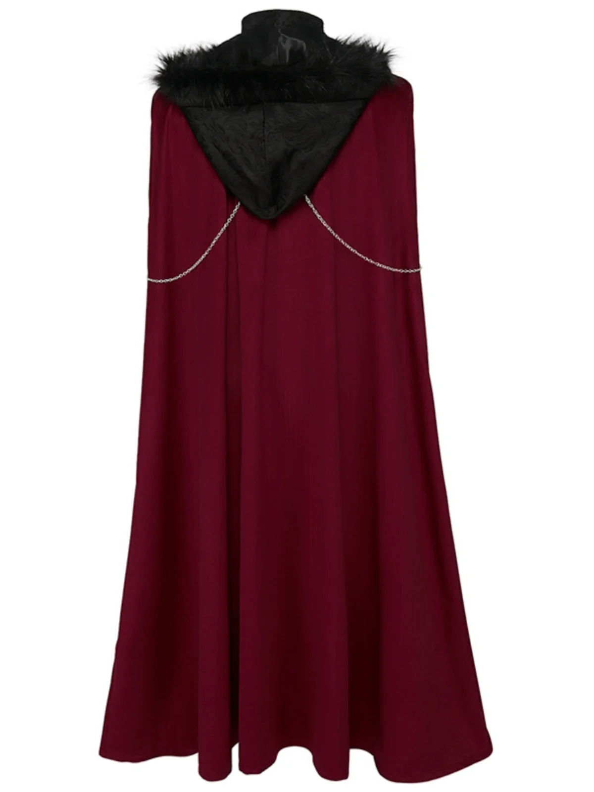 2023 New Punk St Performance Coat with Hat Long Fur Collar Chain Detailed Victorian Sle Women's Ethnic Stage Costume