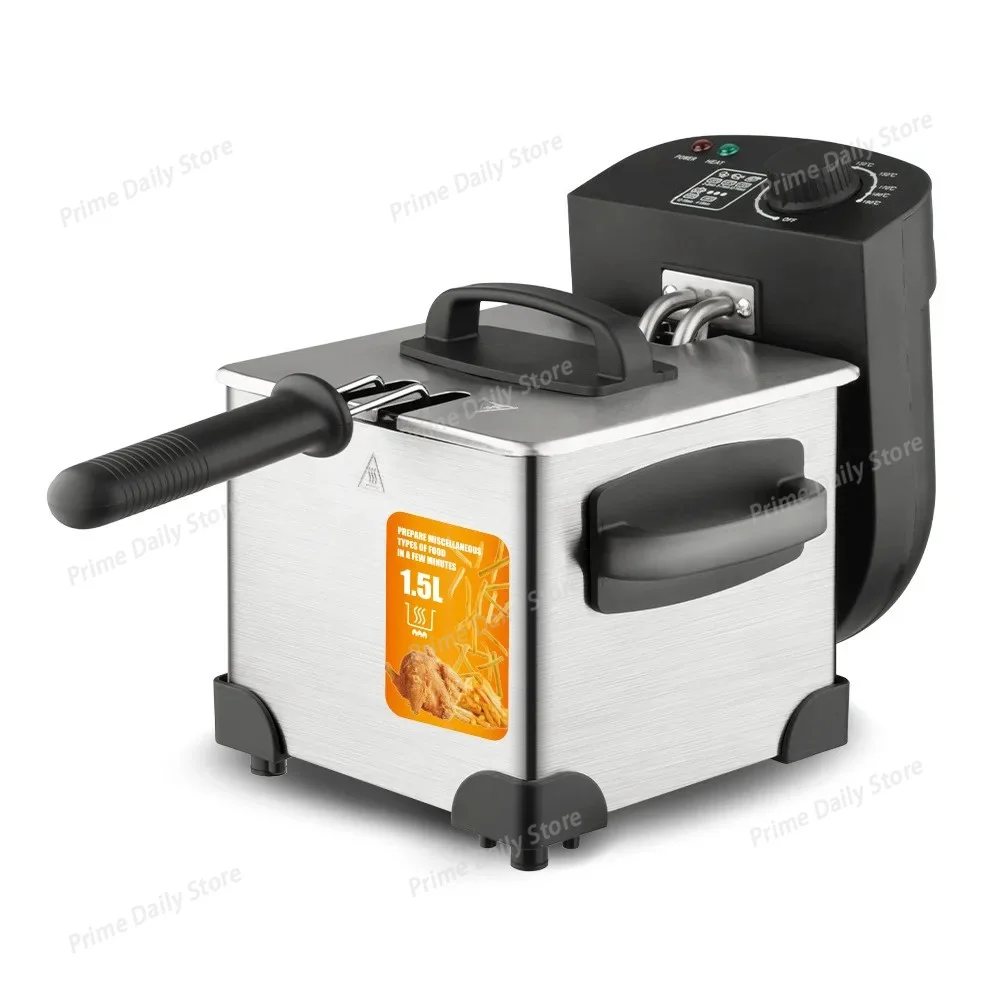 1.5L Household Compact Electric Fryer, Heating Cooker for Fritters, Chicken Wings and French Fries