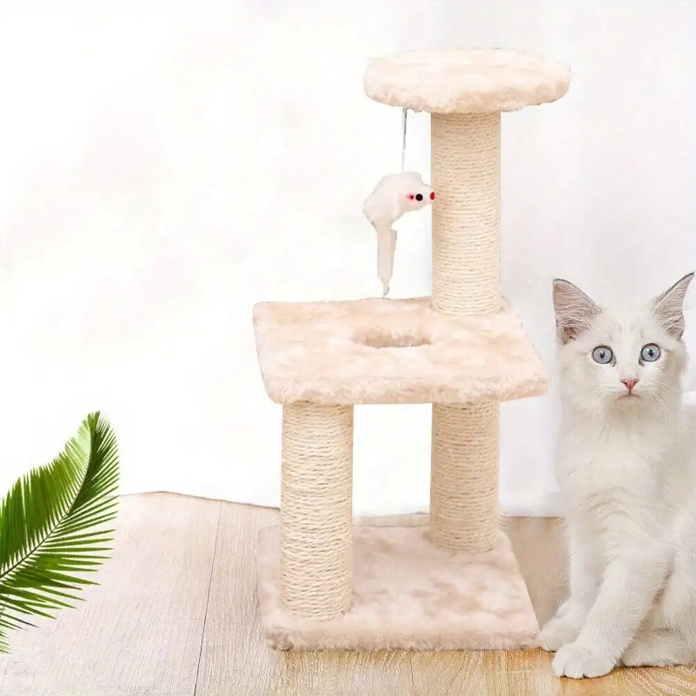 

Cat scratch tree pillar indoor climbing activity center play house rest cat post play with fun toys kitten pet