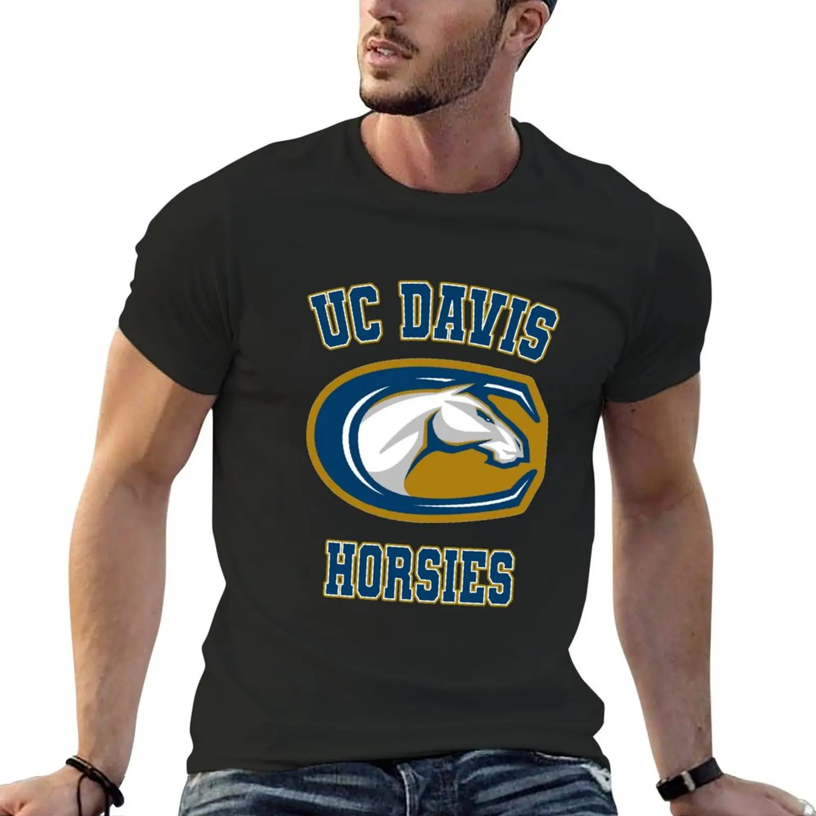 UC Davis Mascot (Aggies/Horsies) T-Shirt man clothes cotton graphic tees anime funny t shirts for men