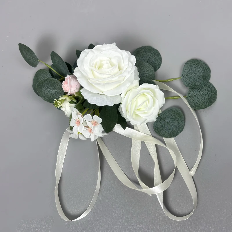 Chair Artificial Flowers Sashes Knot Ties Rose Banquet Cover For Church Car Country Wedding Party Events home Decor Supplies