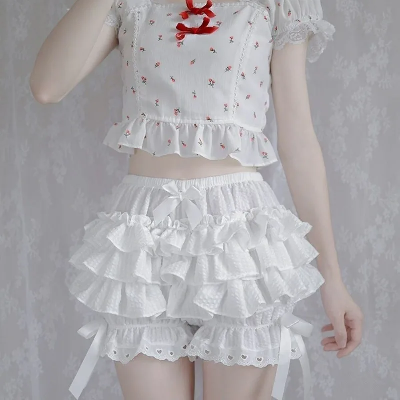2025 Summer Lolita Style Pumpkin Pants Cake Culottes Multi-layer Tutu Skirt Support Anti-wolf Backing Parent-child Girl Leggings