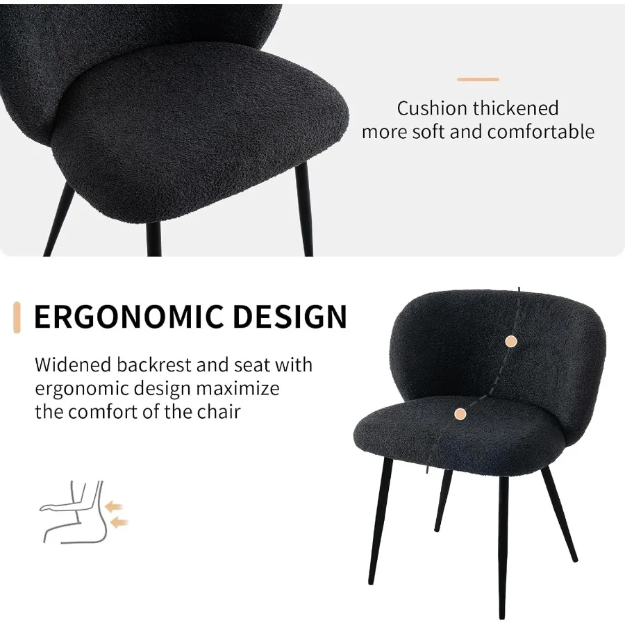 مجموعة كراسي تناول الطعام الحديثة تيدي مكونة من 4 كراسي مريحة للمطبخ بدون ذراع مع وسائد سميكة كرسي مجنح منجد لغرفة الطعام تشا #5