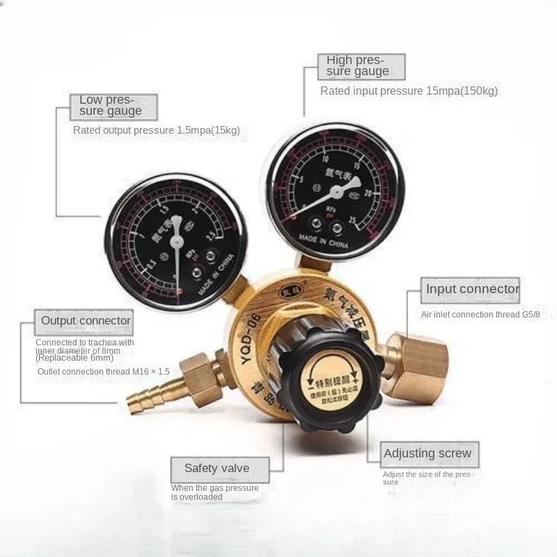stable All-copper Nitrogen Meter Pressure Reducer Leak-proof YQD-06 Oxygen Pressure Reducing Valve Pressu re Measurement