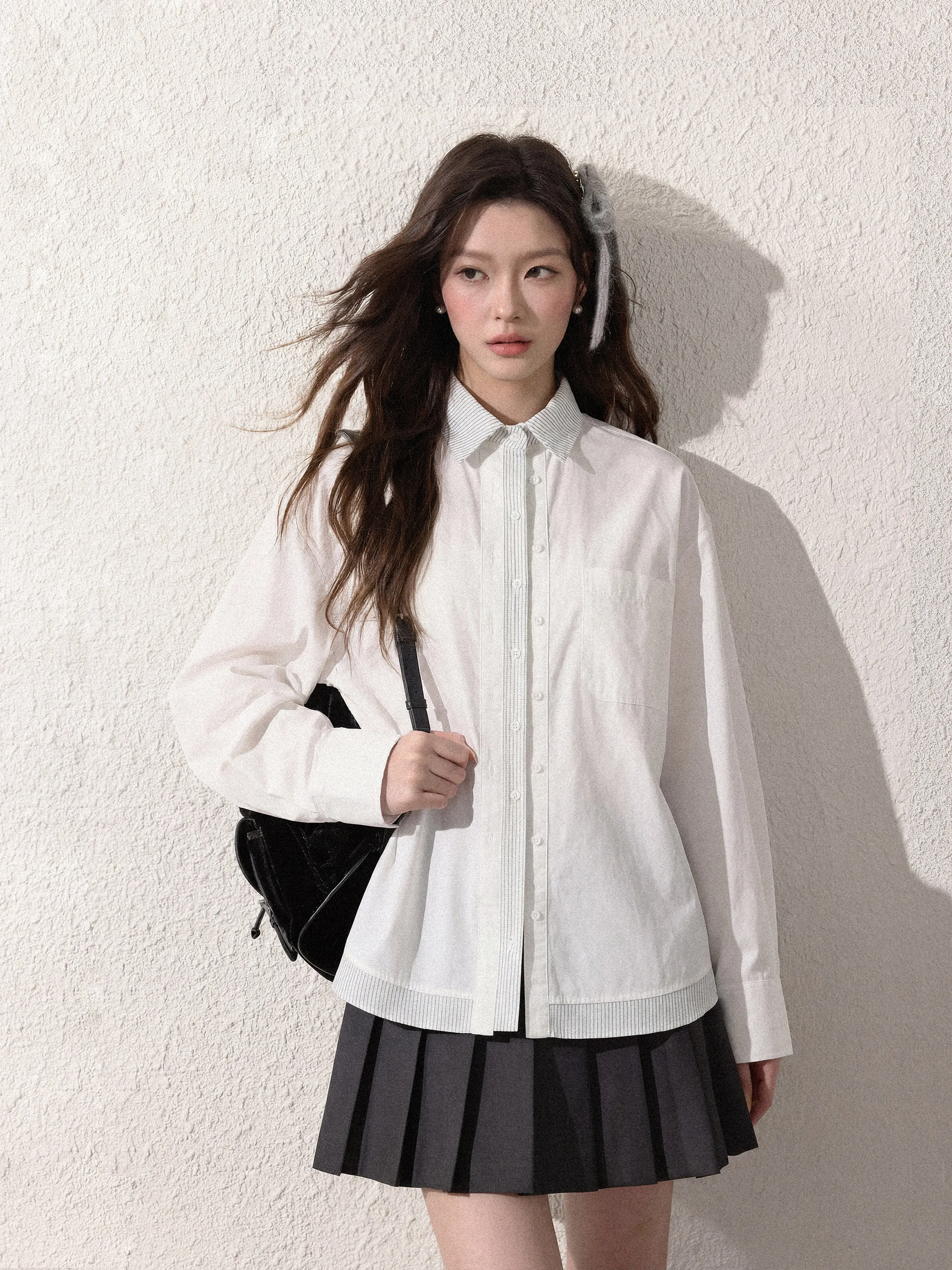 

Neotcg Casual Cotton Shirt Women's Loose Long Sleeve White Shirt Comfortable Commute Style Korean Fashion Spring Autumn