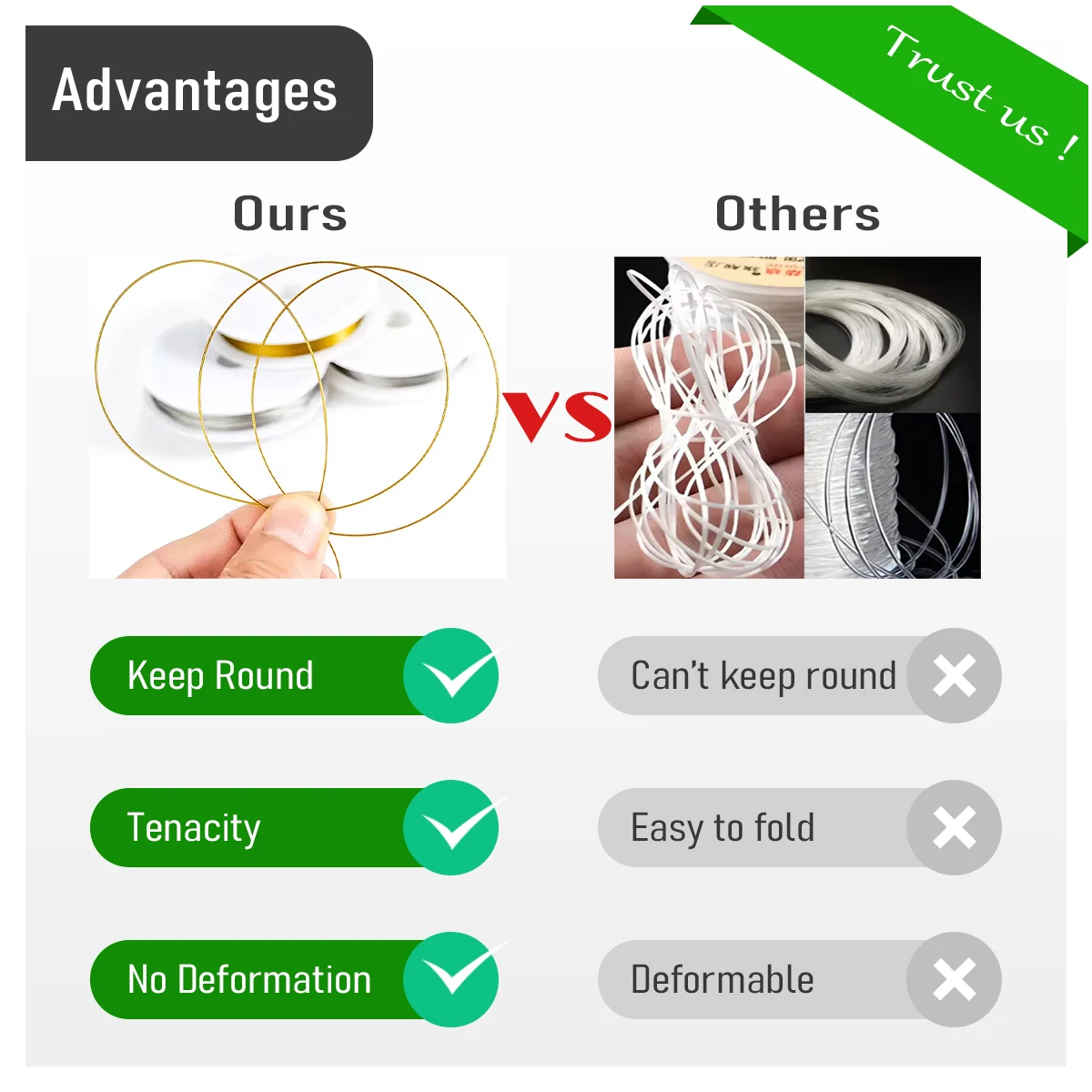 Fil de ligne en acier inoxydable solide de 0.3 à 1mm, cordon de perles, fil de sculpture de danse artisanale pour la fabrication de bijoux, artisanat de bricolage