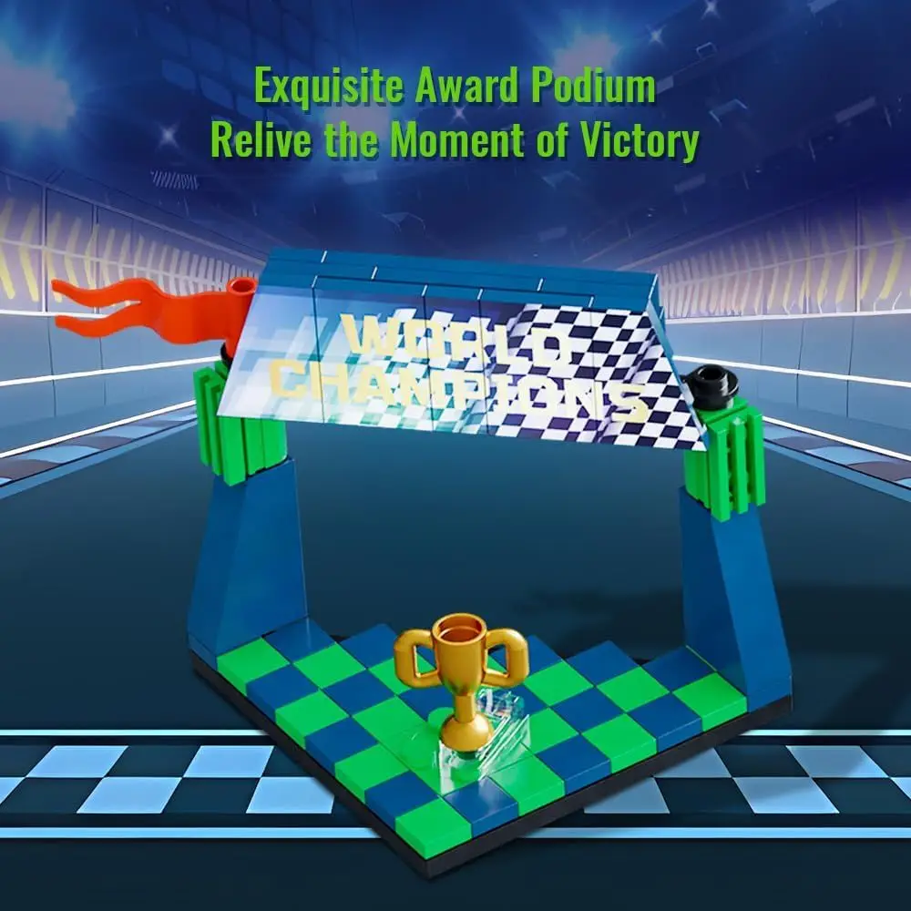 Kit di costruzione della squadra di Formula E: modello di auto da corsa PANTASY Envision con podio, minifigure e display dettagliato per Motorsport Enth