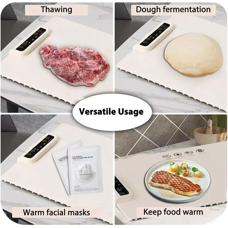 ABYN-Electric Warming Trays For Food With Adjustable Temperature Roll Up Portable Food Warmer Warming Mat For Food UK Plug