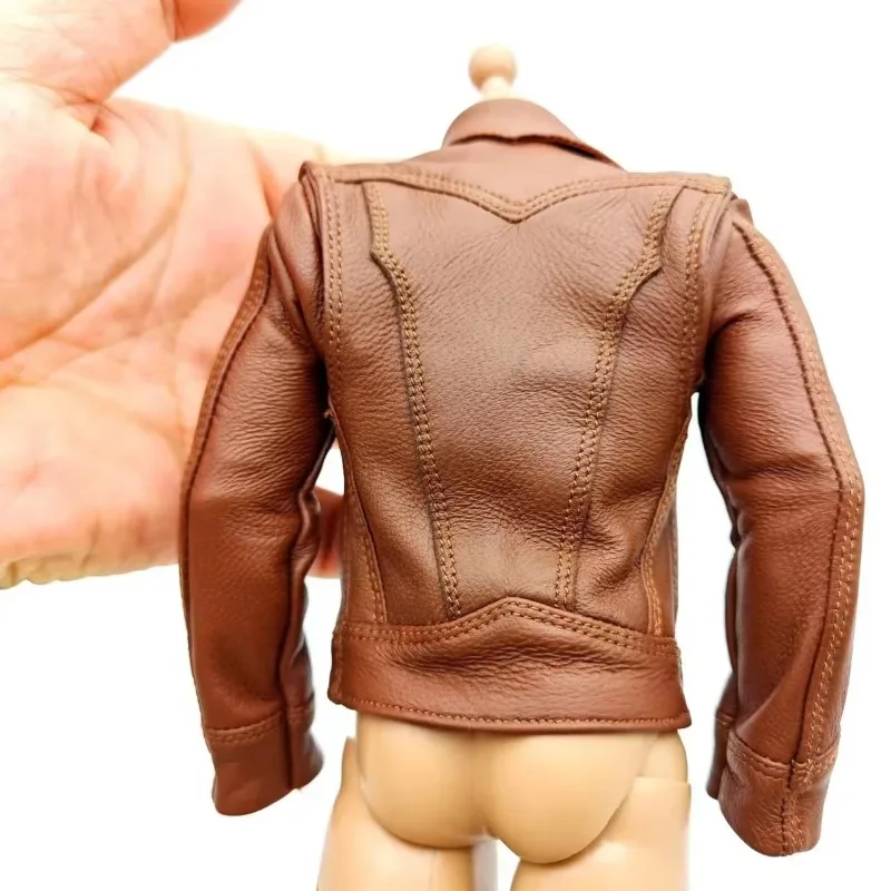 Moda 1/6 Bilancia Moda Maschile Marrone Pu Giacca di Pelle Cappotto Modello di Vestiti per 12 "Action Figure Body Doll