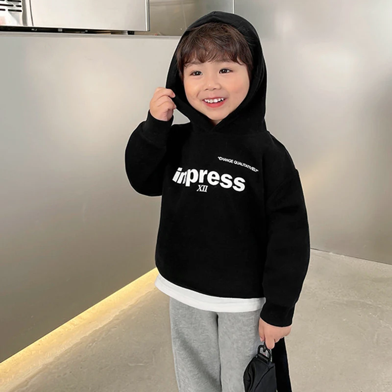 3-8T Kids Baby Boy Cute Hoodies Letter Printed Boys Girls Sweatshirts Spring and Autumn Thin Coats Children's Hooded