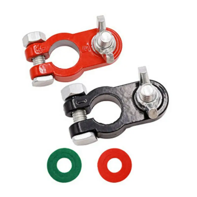 2Pcsr Car Boat Truck Battery Terminal Clamp Positive Negative Connectors Clamp Zinc