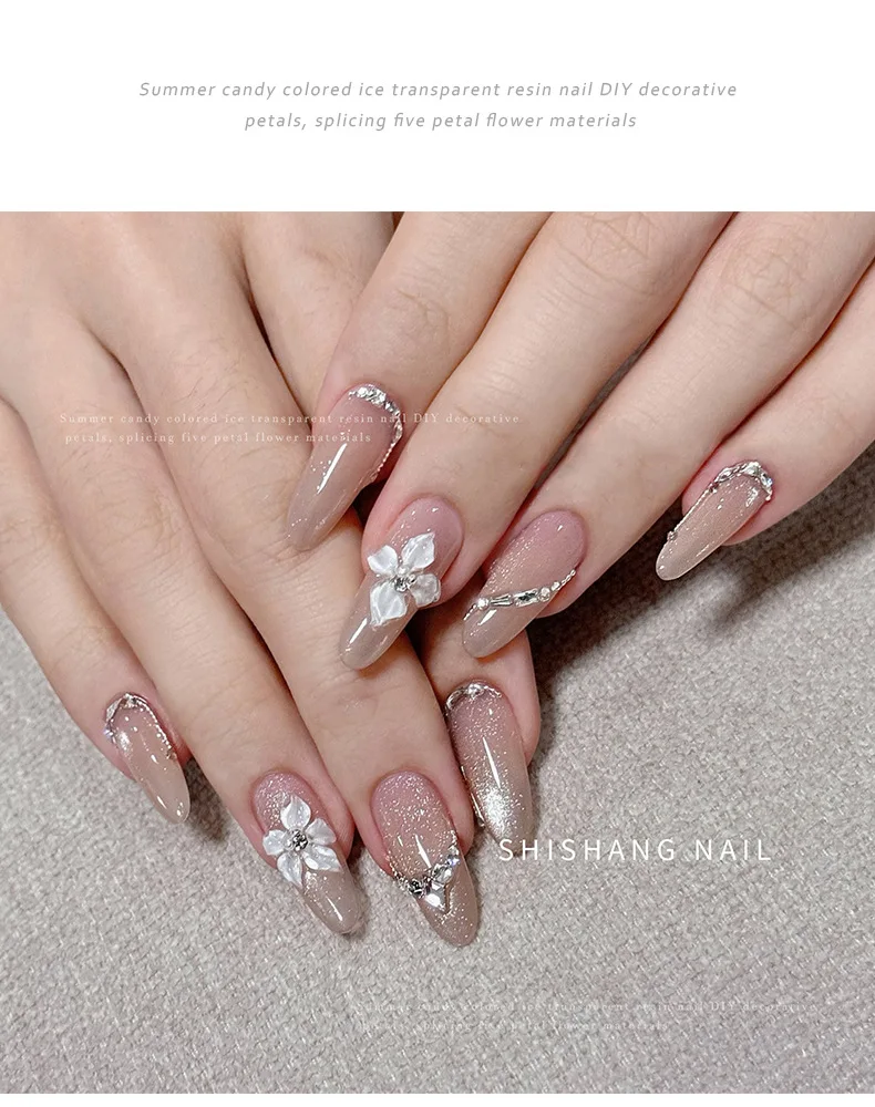 100 Stück/Beutel 3D-Harz-Blütenblatt-Nagelcharms in verschiedenen Farben, Press-on-Nagelzubehör für DIY-Nagelkunst-Dekoration – Detail 7