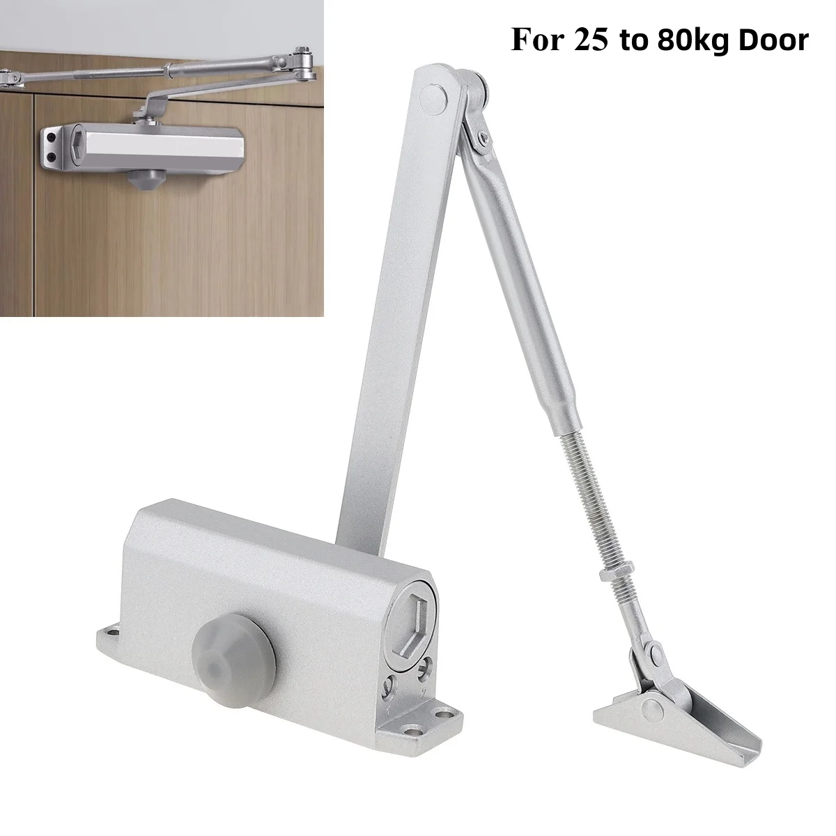 Aluminum Alloy Automatic Door Closer Fire-proof Residential Door Hydraulic Auto Door Closer Heavy Duty Large for 25 to 80kg Door