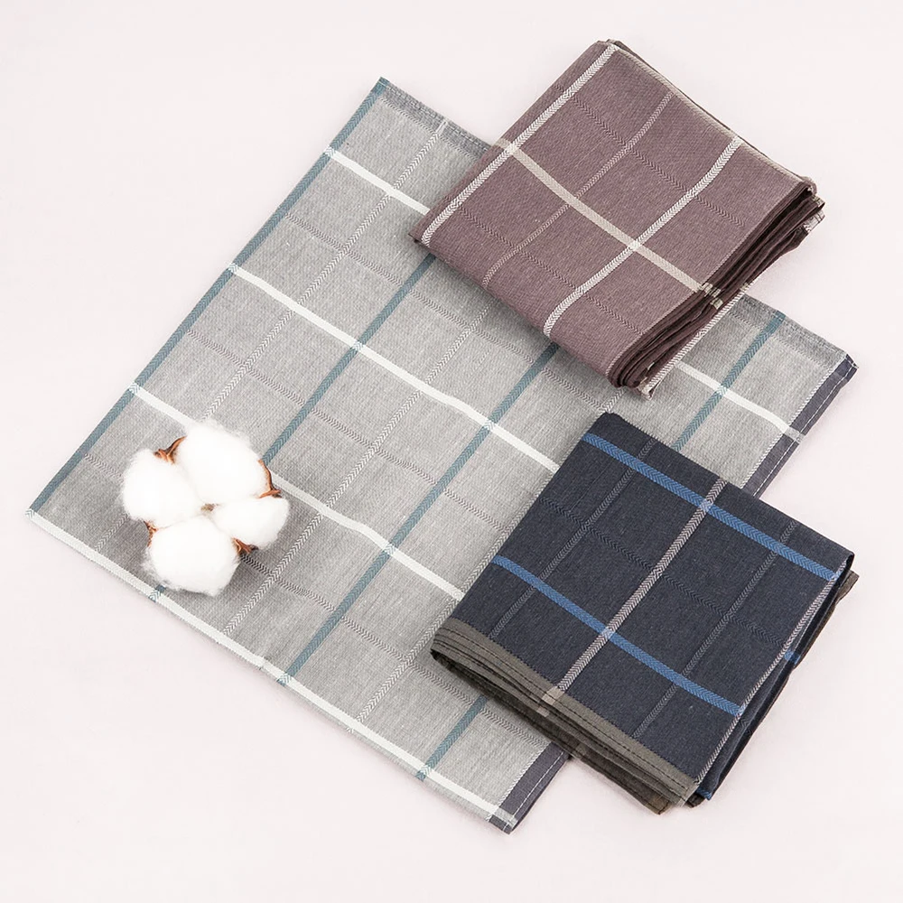 Men's Check Pocket Handkerchief, 3-Piece Pocket Handkerchief Thin feel 16.9in/43cm