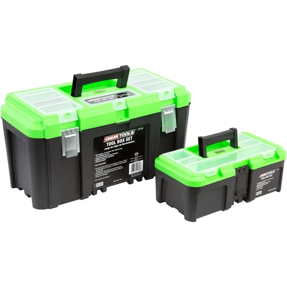 

3 Piece Toolbox Set with Removable Tool Tray and Bonus, Intermediate Toolboxes Organizational System, Toolbox