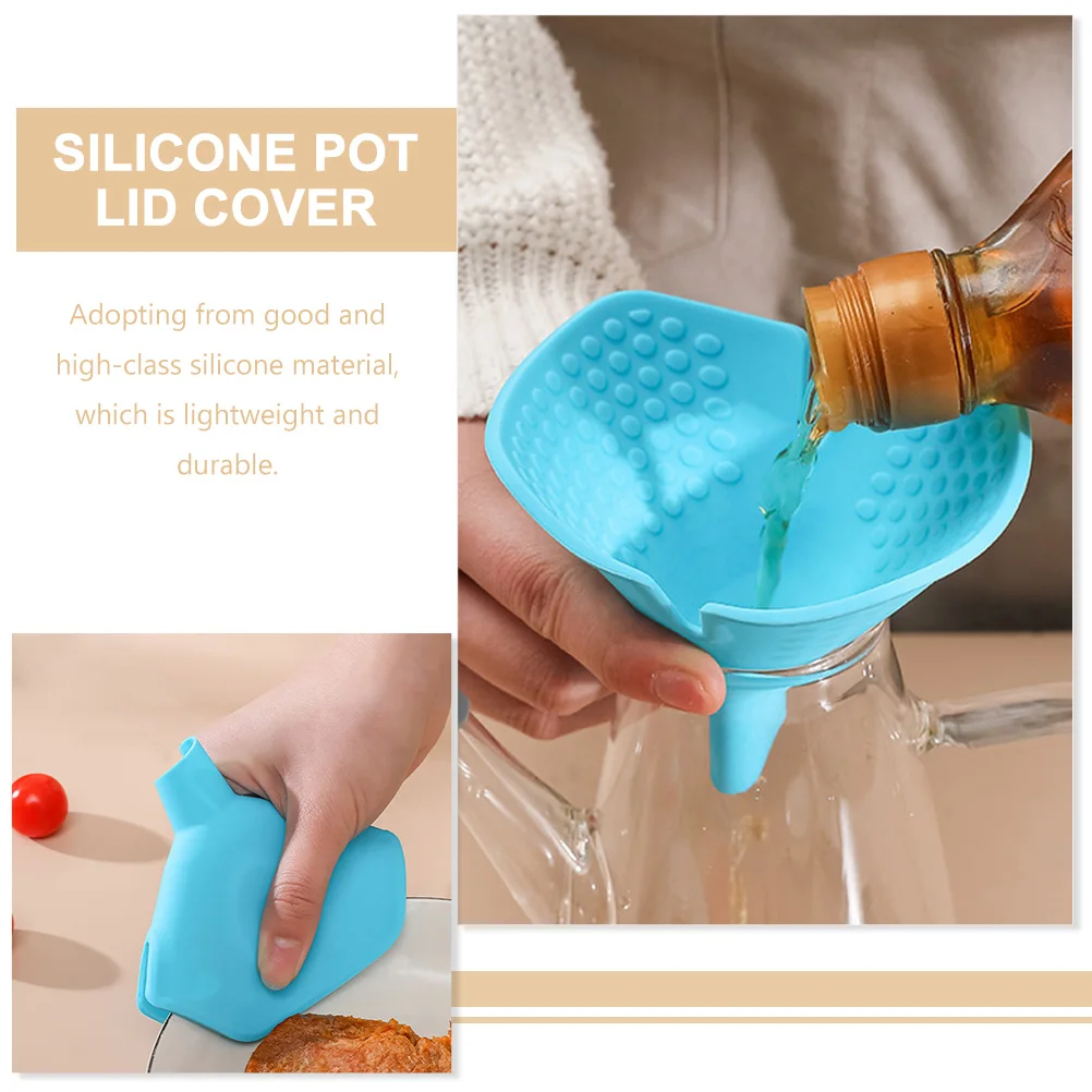 

2pcs Silicone Hot Pot Lid Holder Heat Resistant Pot Knob Handle Cover Anti-Scald Anti-Slip Kitchen Tool Multi-Use Funnel Leak