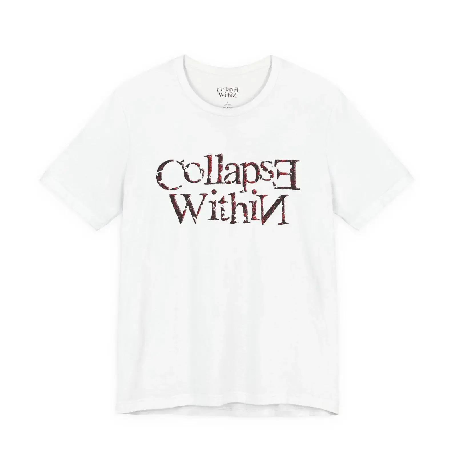 Collapsed Within T Shirt Distressed Gothic Text Grunge Band Style vintage Washed designer clothes Top For Everyday Wear