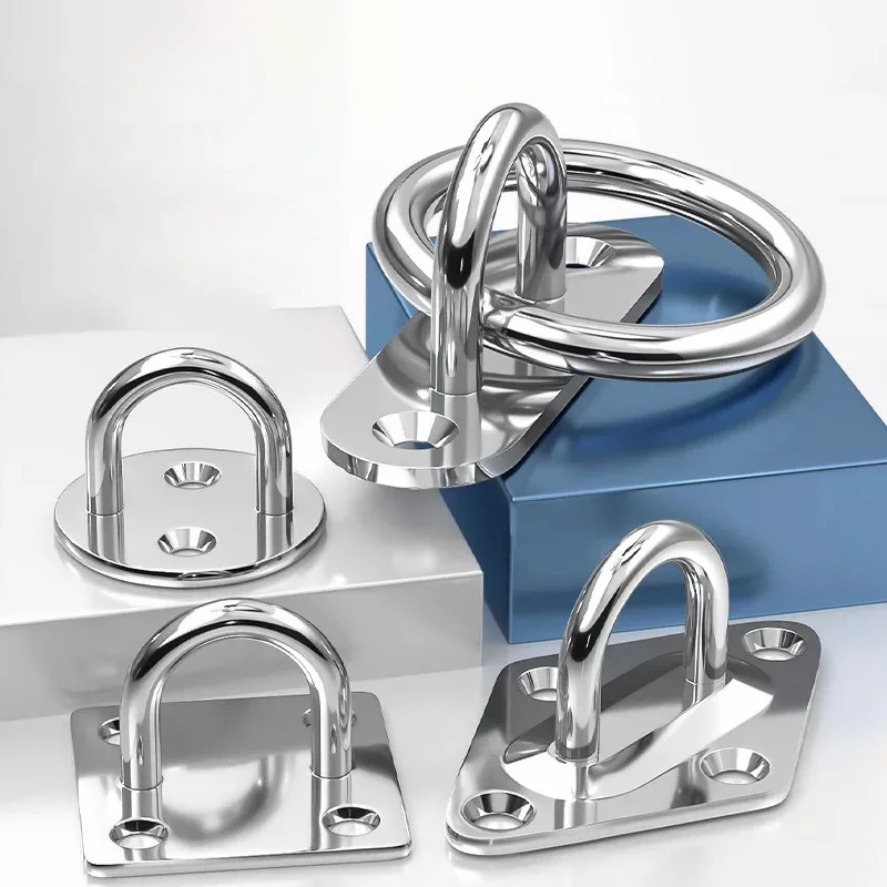 1pcs 304 Stainless Steel Ceiling Fan & Sandbag Hook Set, Heavy Duty U-Shaped Lamp Fixing Clip & Ring Hooks Hardware