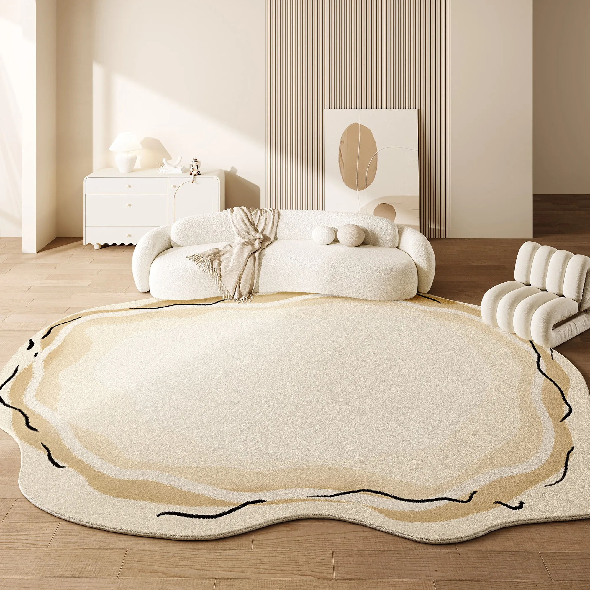 

Living Room Carpet Irregular Creamy Style Decor Simple Art Bedroom Soft Floor Mat Home Cloakroom Coffee Table Rug Ковер Tapis 러그